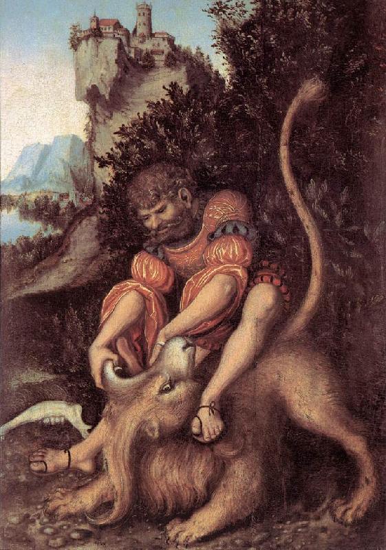 CRANACH, Lucas the Elder Samson s Fight with the Lion Germany oil painting art